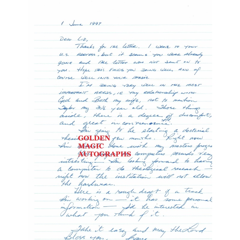 BRUCE DAVIS- MANSON FAMILY - SIGNED LETTER