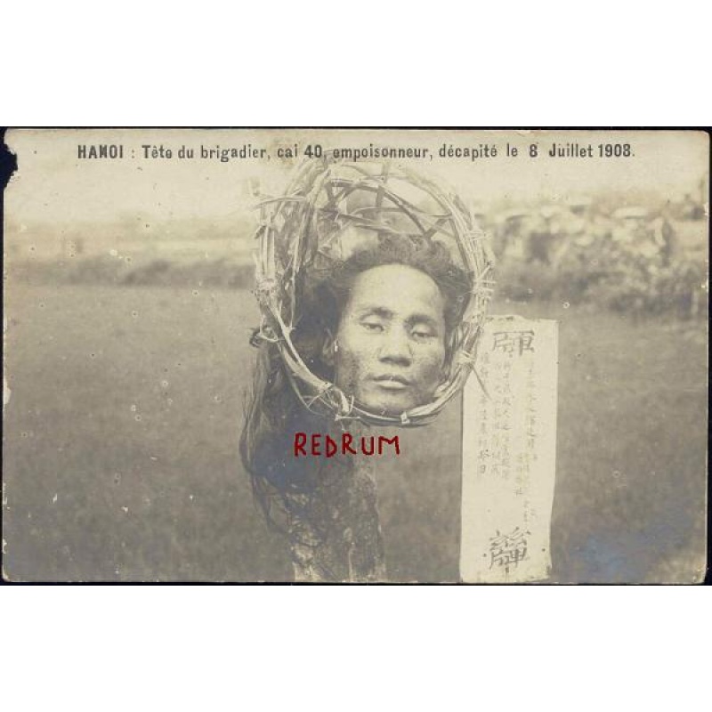 Execution by decapitation Hanoi early 1900's b & w photograph