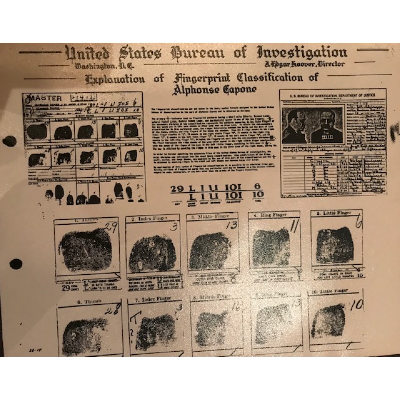 Alphonse Capone 8.5 x 11 fingerprint chart study and classification