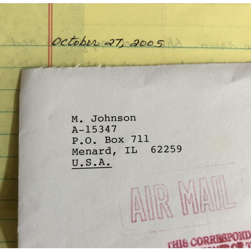 SERIAL KILLER MILTON JOHNSON HANDWRITTEN LETTER/ENVELOPE SET