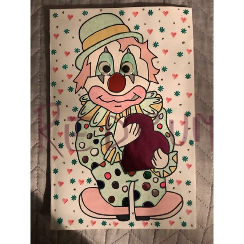 Bobby Joe Maxwell handcrafted 3D clown card with moving eyes From 1996