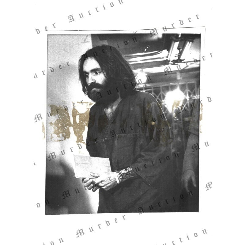 Charles Manson 1969 Vintage Associated Press Photograph, AP Wirephoto, "Wants To Be His Own Attorney" Article On Back, Manson Family