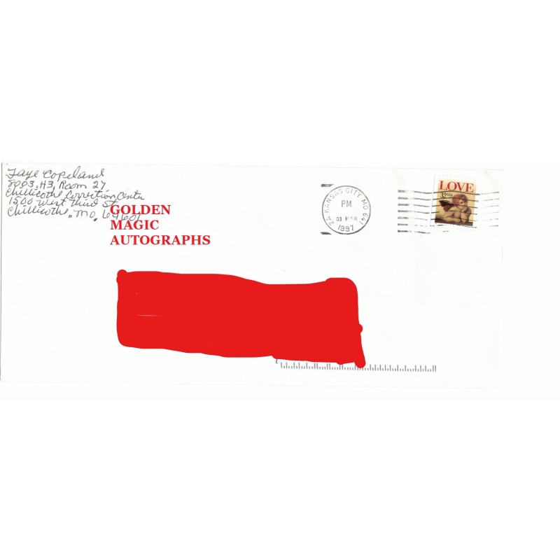 FAYE COPELAND ENVELOPE SIGNED IN FULL