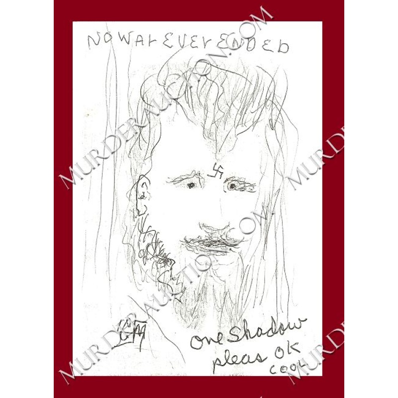 Charles Manson self-portrait 4.25×6" DECEASED