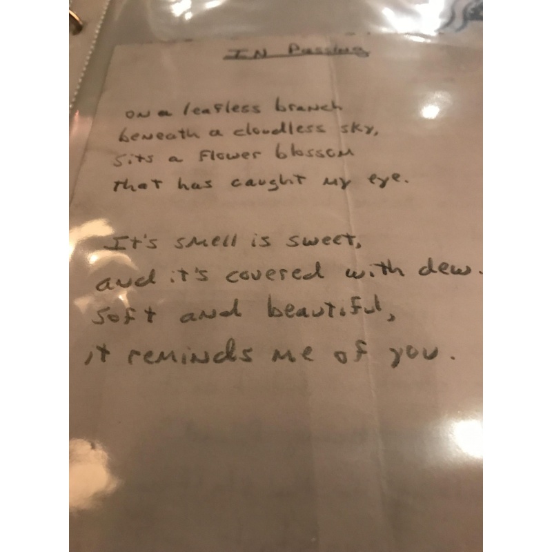 Michael Johnson handwritten final poem before commiting suicide on October 2006