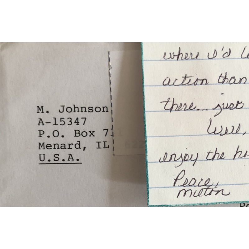 SERIAL KILLER MILTON JOHNSON LETTER/ENVELOPE SET