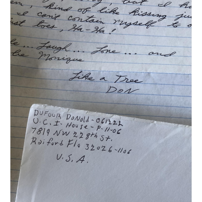 FLORIDA SERIAL KILLER DONALD DUFOUR HANDWRITTEN LETTER/ENVELOPE SET