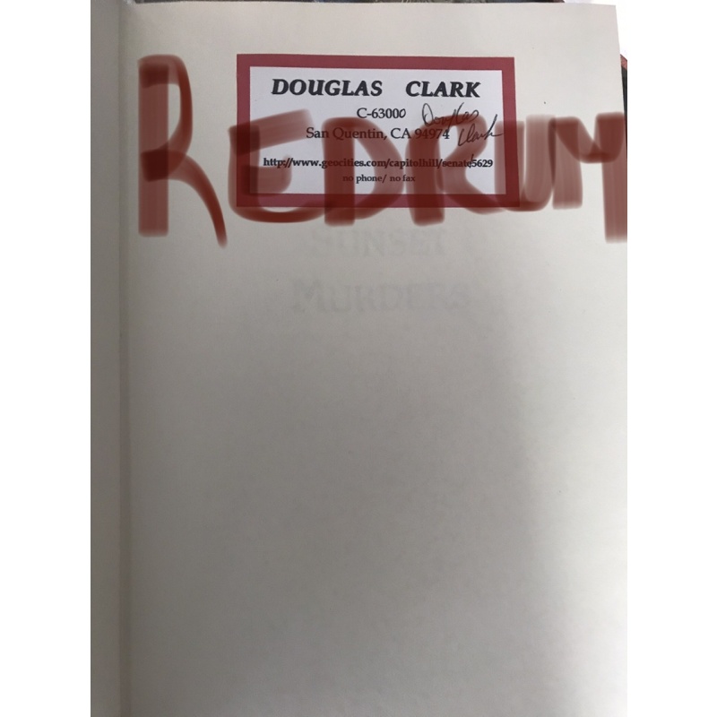 Deceased - Sunset Strip Murders hardcover book with signed bookplate business card by Douglas Clark