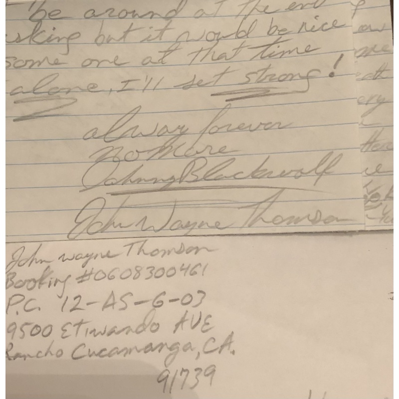 DECEASED SERIAL KILLER JOHN WAYNE THOMSON HANDWRITTEN LETTER + ENVELOPE