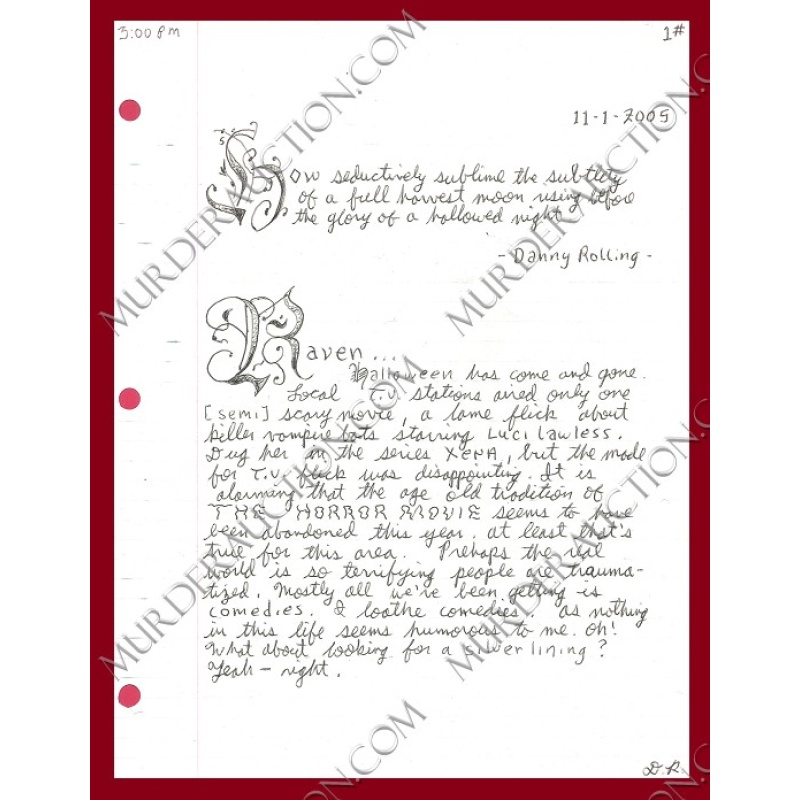 Danny Rolling letter/envelope 11/1/2005 EXECUTED