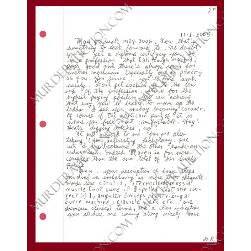 Danny Rolling letter/envelope 11/1/2005 EXECUTED