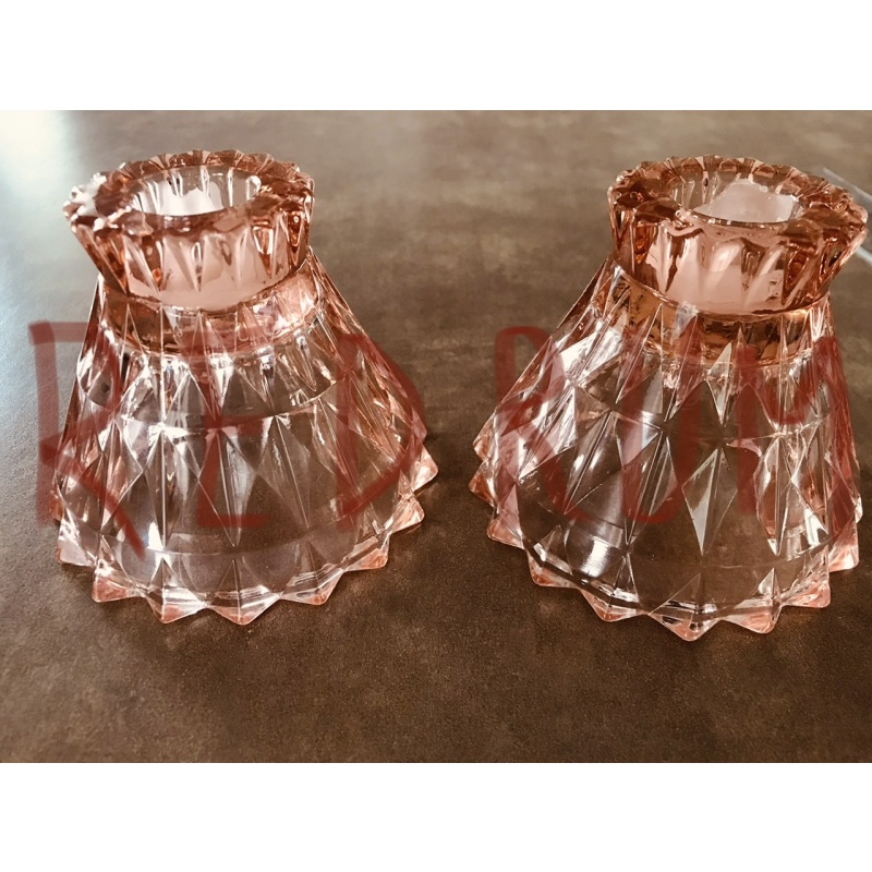 World War II Windsor diamond Janette glass company candle holder set 1936-1945