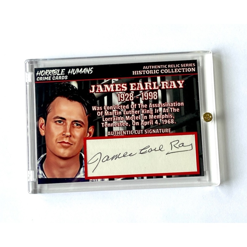 James Earl Ray Authentic Cut Signature Relic Card In Collector’s Case COA/Details On The Back