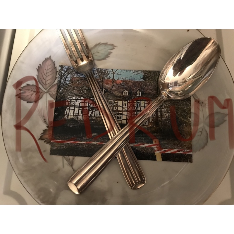 Armin Meiwes Rotenburg Cannibal plate and silver utensils used from his Mansion in Germany