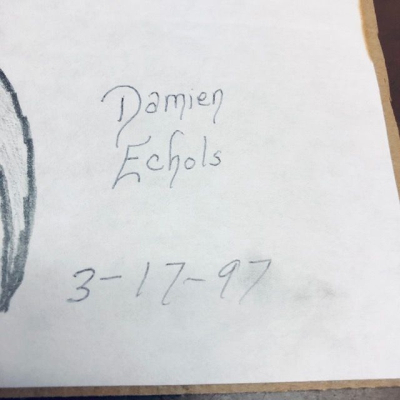 DAMIEN ECHOLS SIGNED AND DATED PENCIL DRAWING - PRE RELEASE