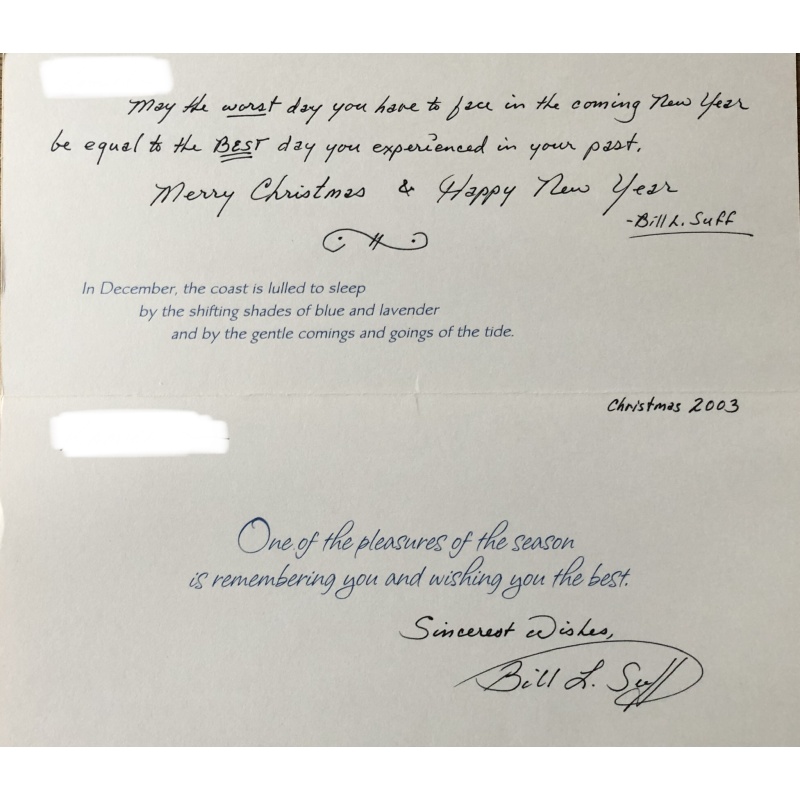 SERIAL KILLER BILL SUFF HANDWRITTEN CARD SIGNED TWICE