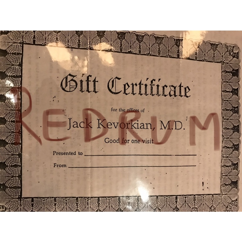 John Wayne Gacy Jack Kevorkian certificate humour 1994