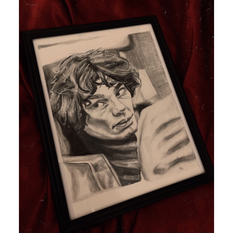 Framed Richard Ramirez portrait drawing