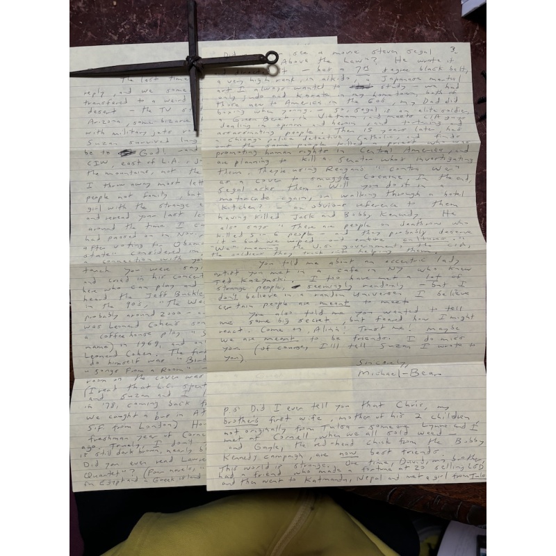 Michael Bear Carson handwritten letter and envelope