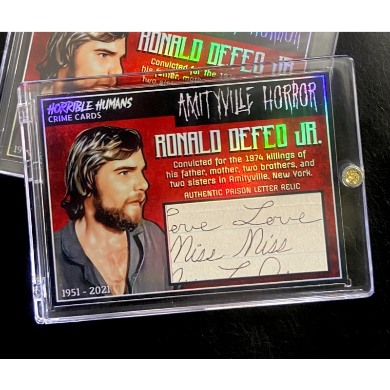 Ronald DeFeo Jr. “Amityville Horror Murders” Authentic Prison Letter Relic Card In Collector’s Case