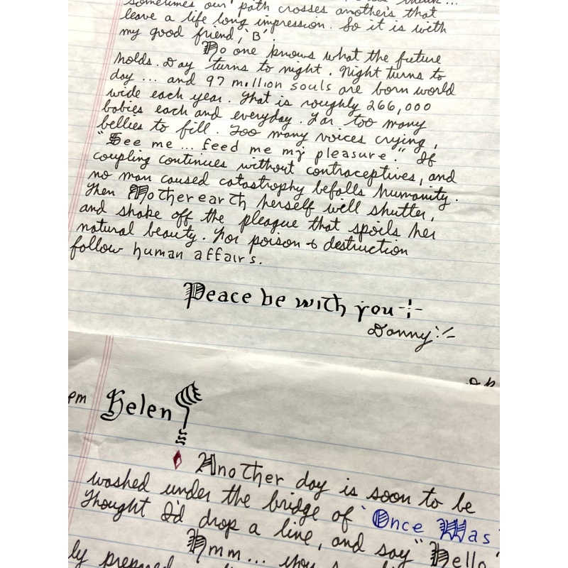 DANNY ROLLING “The Gainesville Ripper” 2 Page Signed Letter 2/22/2000