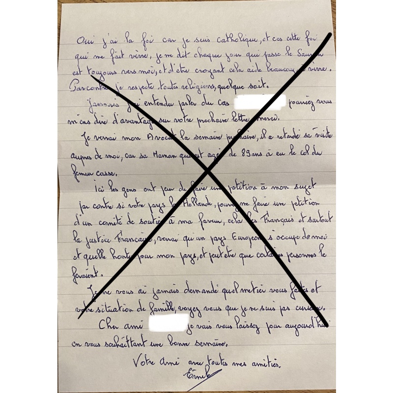 DECEASED FRENCH SERIAL KILLER EMILE LOUIS HANDWRITTEN LETTER/ENVELOPE SET