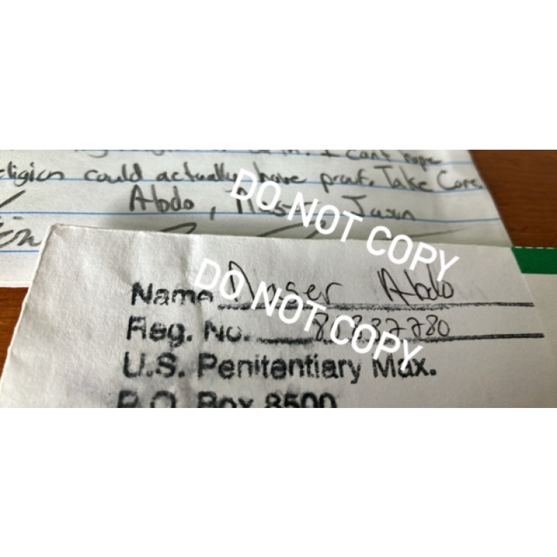 Convicted domestic terrorist Naser Adbo letter envelope set