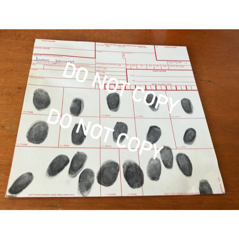 Washington state spree killer Isaac Zamora signed fingerprint chart