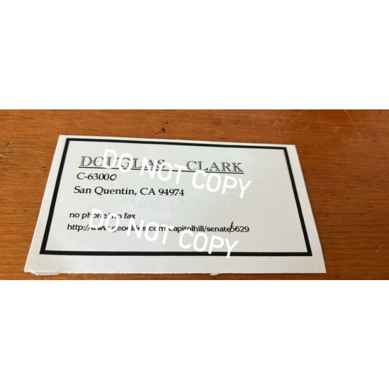 Deceased serial killer Douglas Clark signed business card