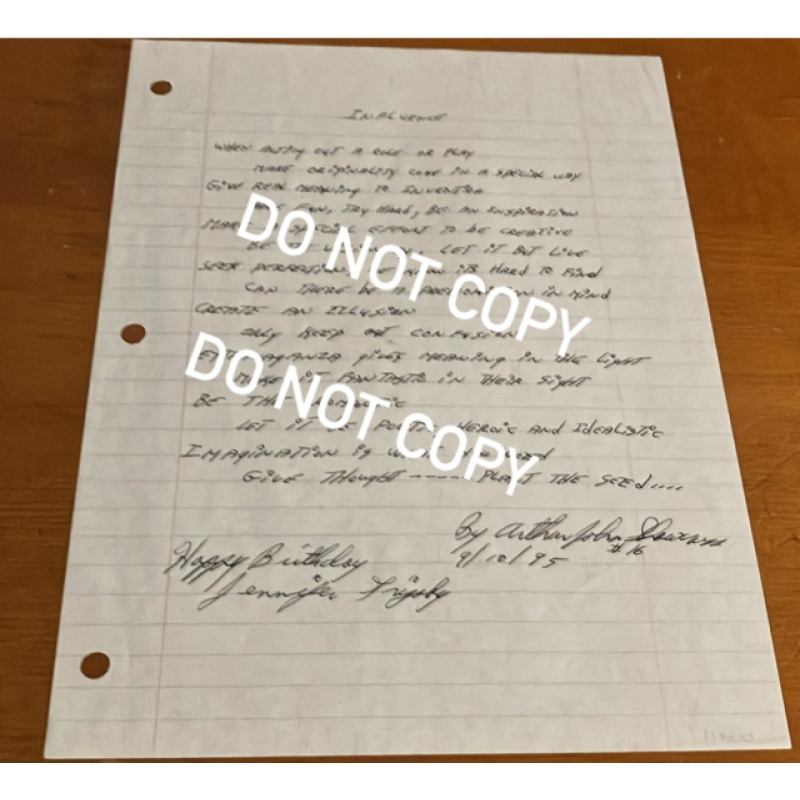 Deceased convicted serial killer Arthur Shawcross handwritten signed poem