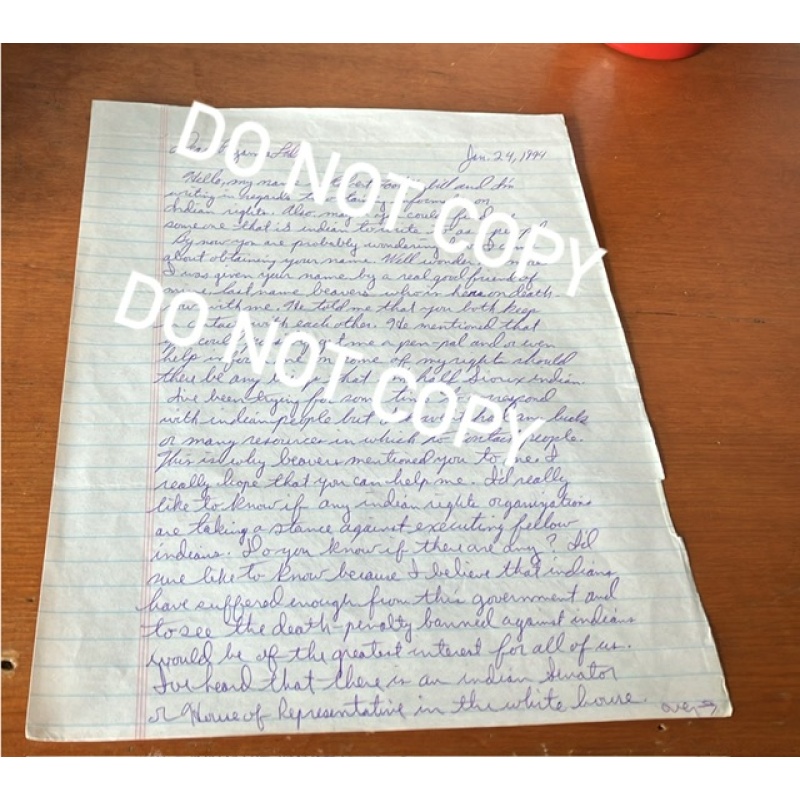 Executed convicted murderer Robert Lookingbill handwritten letter