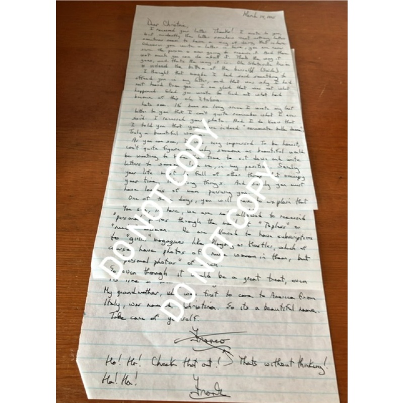 Convicted murderers (deceased) Frank Columbo & Patricia Columbo handwritten letter set