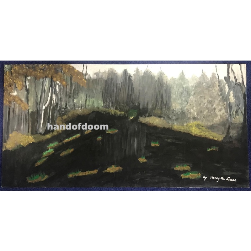 HENRY LEE LUCAS OIL PAINTING "Swamp" 15 x 30" SIGNED IN FULL