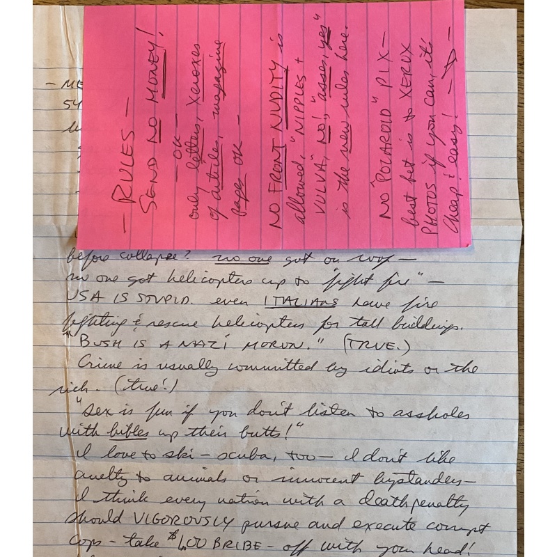 DECEASED SERIAL KILLER DOUGLAS CLARK HANDWRITTEN LETTER/ENVELOPE SET