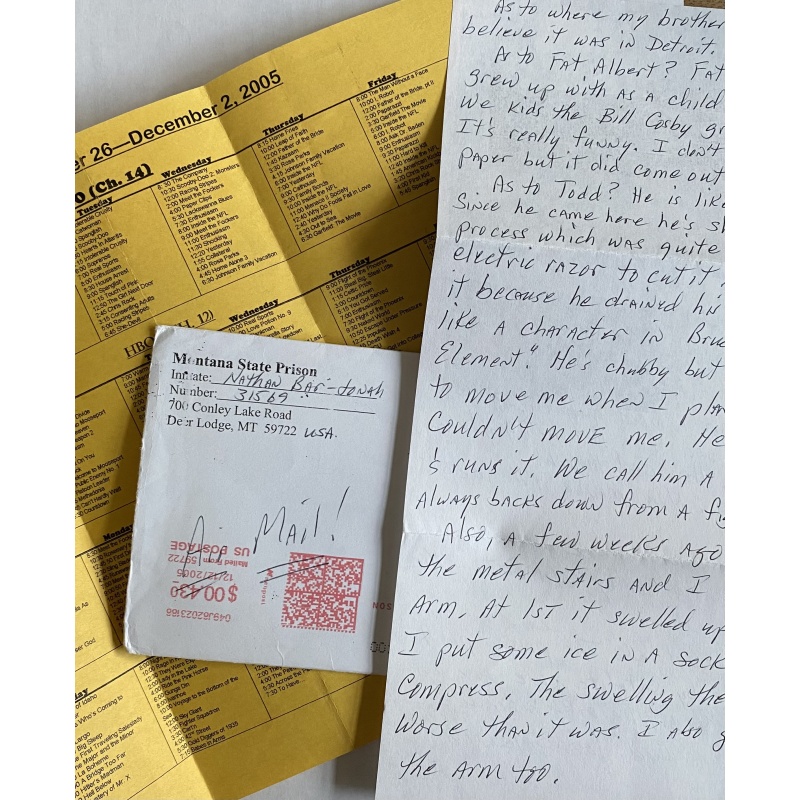 DECEASED NATHAN BAR JONAH HANDWRITTEN LETTER/ENVELOPE SET + MOVIE GUIDE