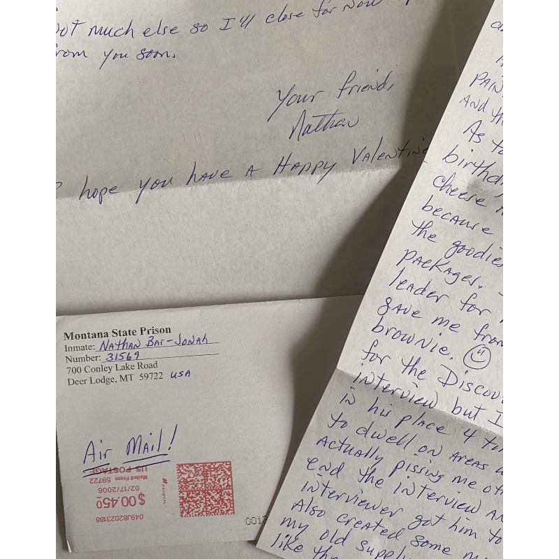 DECEASED NATHAN BAR JONAH HANDWRITTEN LETTER/ENVELOPE SET