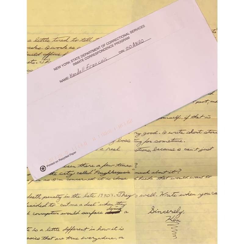 KENDALL FRANCOIS HANDWRITTEN LETTER/ENVELOPE SET