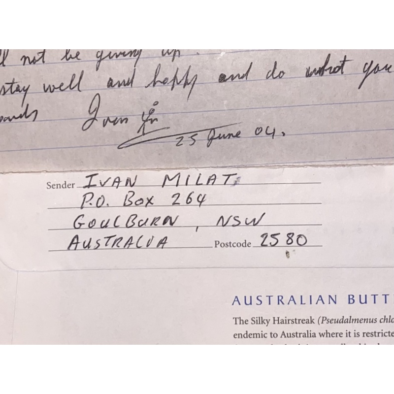 IVAN MILAT 4 PAGE HANDWRITTEN LETTER/ENVELOPE SET