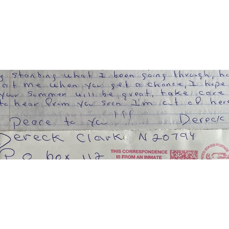 DERECK CLARK HANDWRITTEN LETTER/ENVELOPE SET