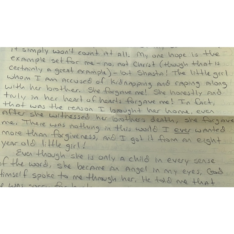 DECEASED SERIAL KILLER JOSEPH DUNCAN HANDWRITTEN LETTER/ENVELOPE SET