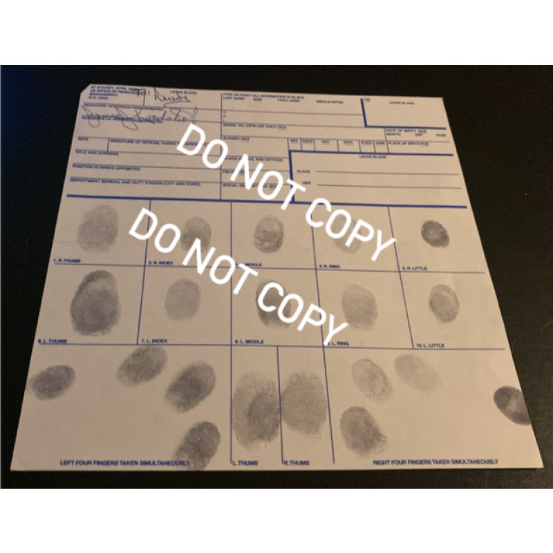 Convicted serial killer James Koedatich Signed fingerprint chart.