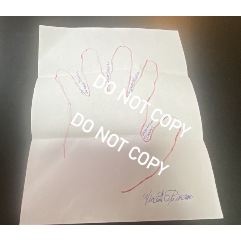 Convicted serial killer Vincent Rivera signed hand tracing