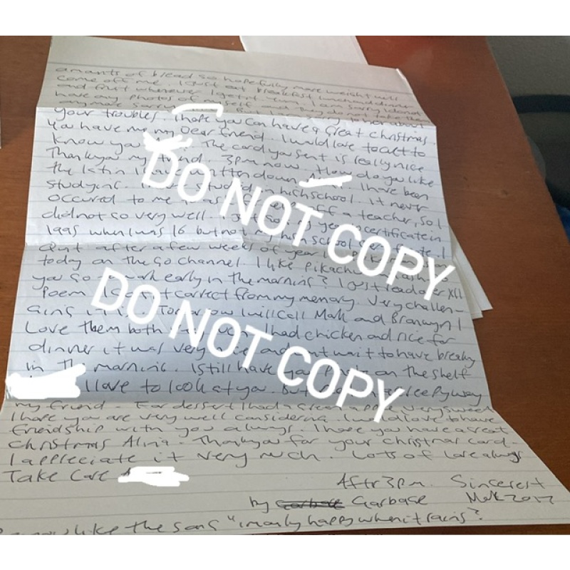 Convicted Australian double murderer Mark Valera (previously Mark van Krevel) handwritten letter envelope set with hand tracing on back of letter