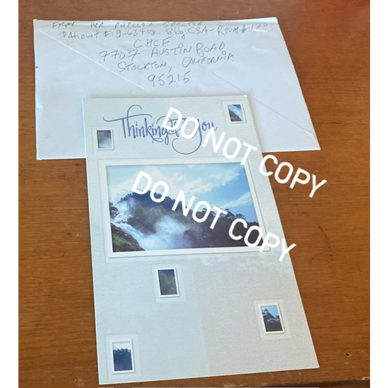 Deceased convicted murderer Phillip Spector handwritten envelope greeting card set