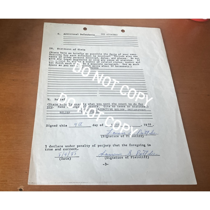 Deceased serial killer Lawrence Bittaker handwritten legal notes/2 signatures