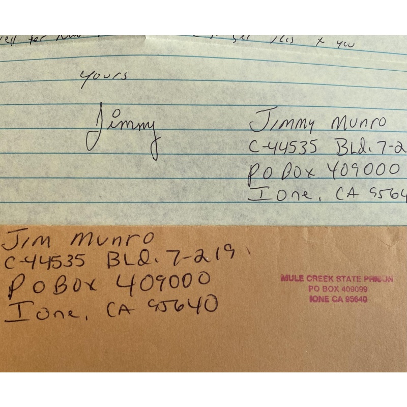 JAMES MUNRO HANDWRITTEN LETTER/ENVELOPE SET