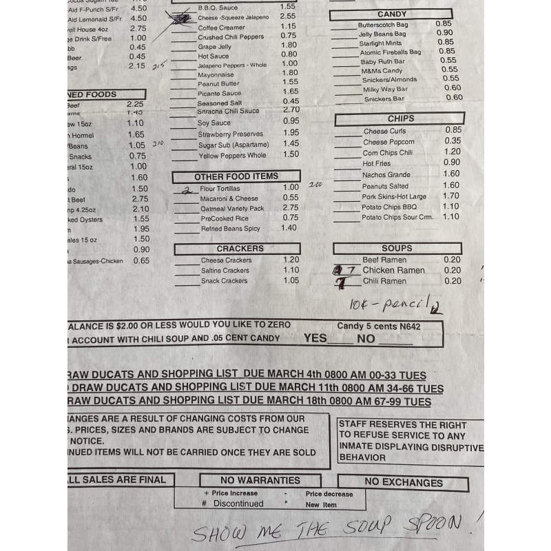 ROY NORRIS SIGNED/WRITTEN ON CANTEEN FORM & RECEIPT