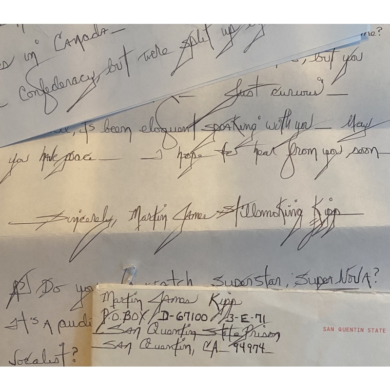 DOUBLE KILLER MARTIN JAMES KIPP HANDWRITTEN LETTER/ENVELOPE SET