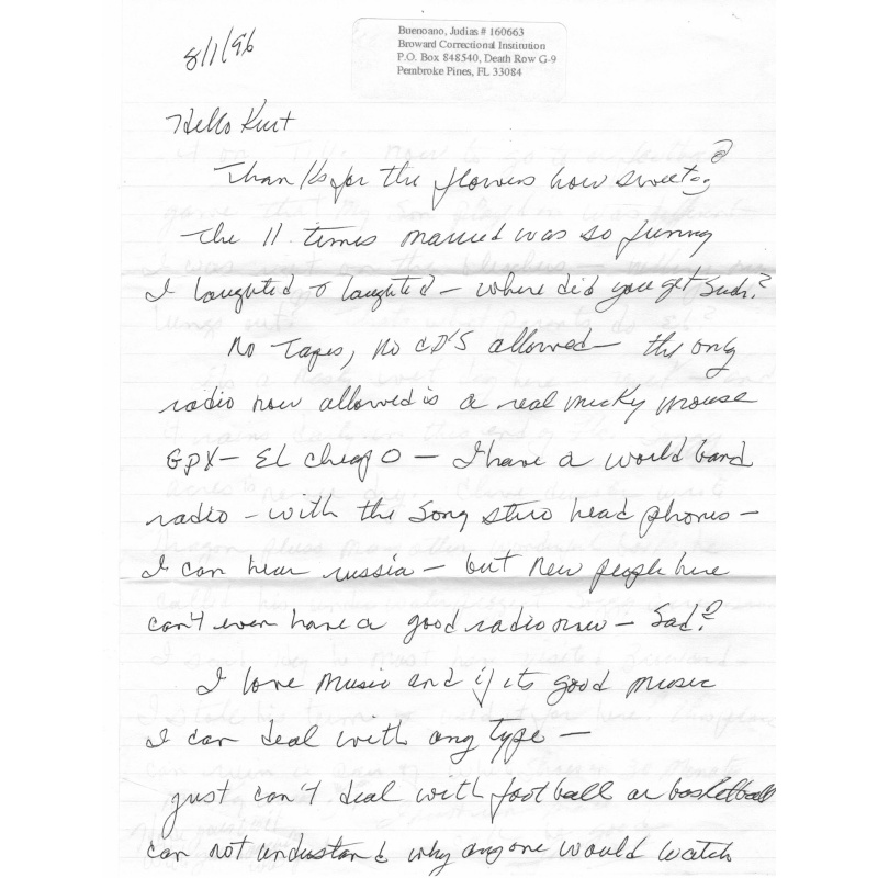 JUDIAS (JUDY) BUENOANA 2 PAGE LETTER SIGNED