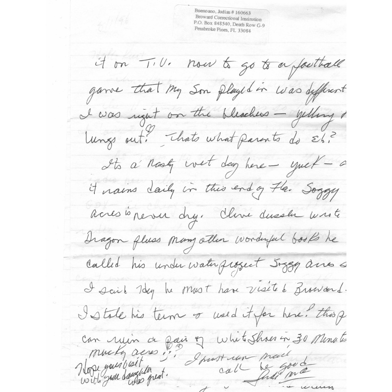 JUDIAS (JUDY) BUENOANA 2 PAGE LETTER SIGNED